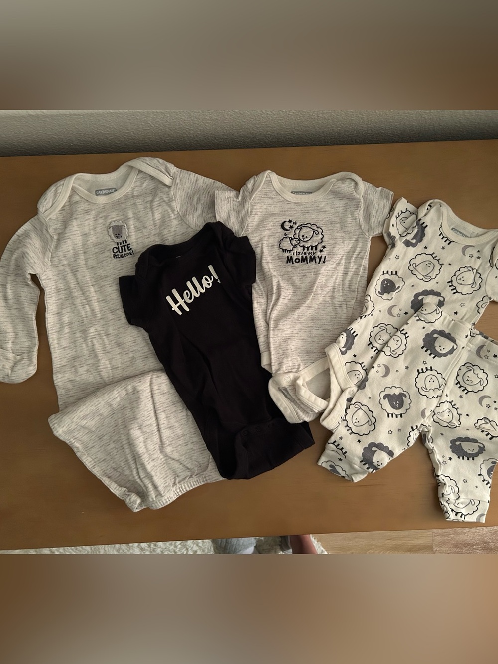 Garanimals White & Black Baby Bodysuits with Subtle Gray Prints